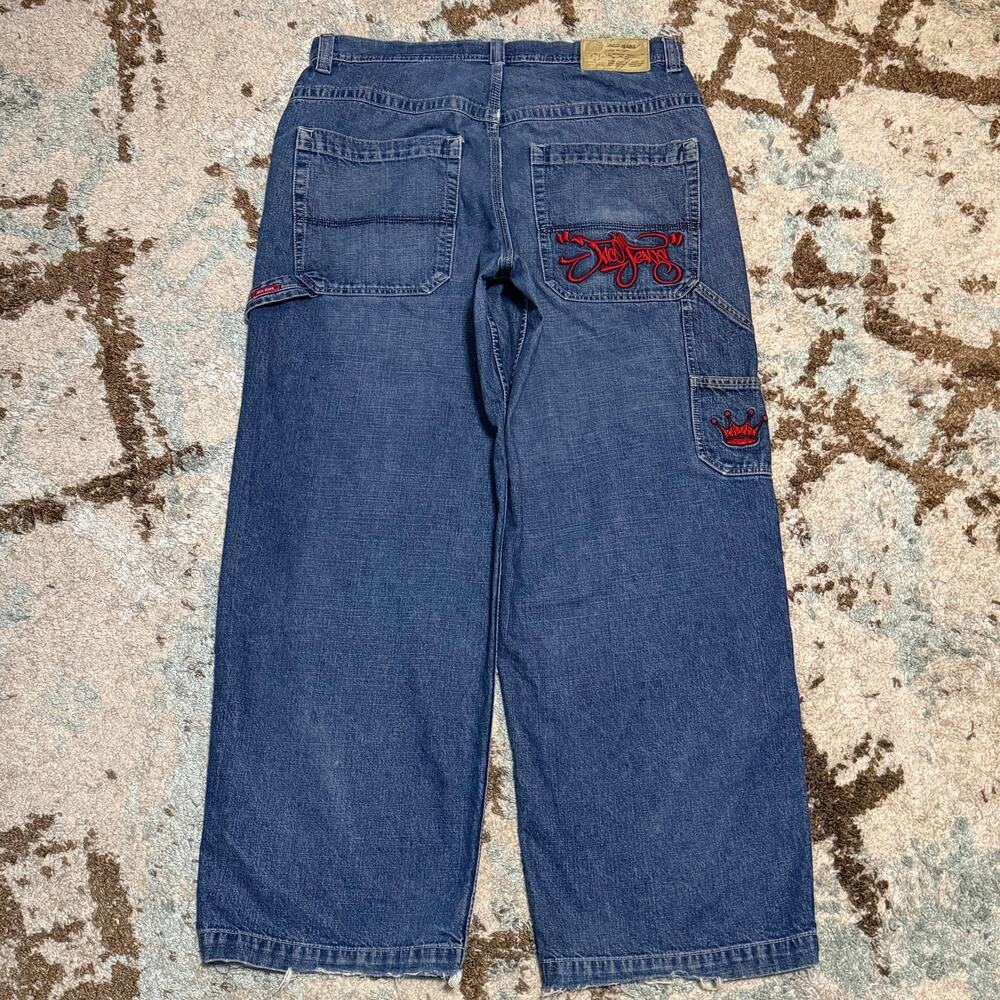 Vintage JNCO Jeans Baggy Wide Leg Script Spellout Size 36x31 Y2K